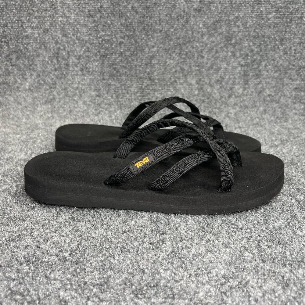 Teva Olowahu Flip-Flop Sandals Women's‎ 8 Black Athletic Beach Recovery Toe Post
